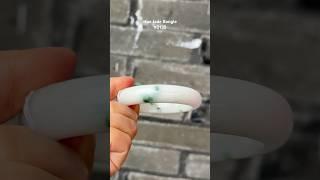 #0135 Green Yellow White Jadeite Jade Bangle Size 55.4 #huajade #handmade