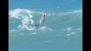 Big day windsurfing at Kina Road, Taranaki, New Zealand