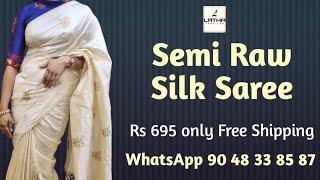 RE-STOCKED Semi Raw Silk Function Wear Saree Rs 695 only WhatsApp 90 48 33 85 87 Latha Tex #sarees