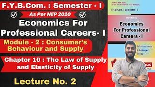 Economics For Professional Careers | The Law of Supply and Elasticity of Supply | Lecture No. 2