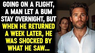 Going on a flight, a man let a bum stay overnight, but when he returned a week later,he was shocked…