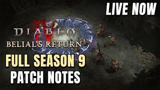 FULL PATCHNOES & NERFS in Season 9 - Diablo 4 LIVE