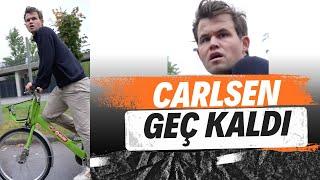 Carlsen BİSİKLETİYLE GEÇ KALDI ve KOŞMAYA BAŞLADI ve MAÇA SON ANDA YETİŞTİ! Norveç vs Kolombiya