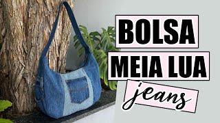 DIY COMO FAZER BOLSA MEIA LUA JEANS COM MOLDE EM PDF PARA BAIXAR