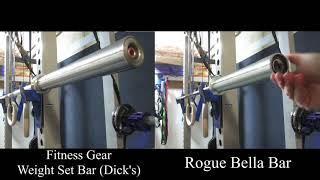 Spin Test: Rogue's Bella Bar vs Fitness Gear barbell (from Dicks Sporting Good's 300lbs weight set)