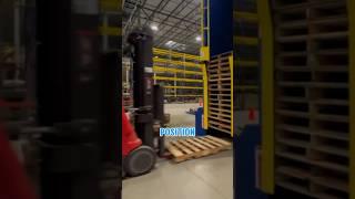 These guides help the pallets stay in place for them to be picked out!#pallet #wood  #machine