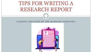 How to write a research report