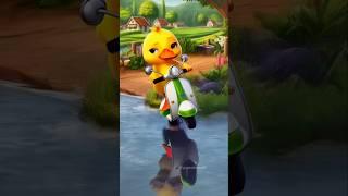 cute little duck driving scooter through river! ️ #littleduck #cuteduck #scooter