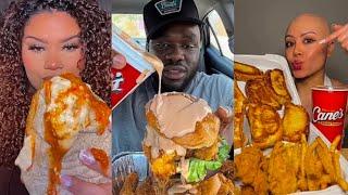 TIKTOK MUKBANG COMPILATION 27 | RAISING CANES   , CHIPOTLE ETC