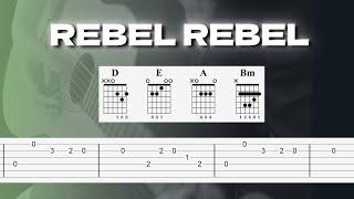 Rebel Rebel - Easy Guitar Tab | Melody | Chords | Tutorial