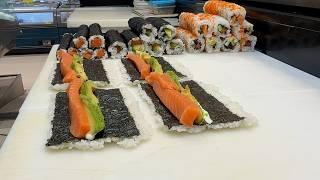 Uramaki Sushi Rolls with Salmon, Avocado & Cream Cheese