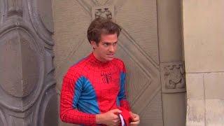 Andrew Garfield dresses up as Spider-Man for a while