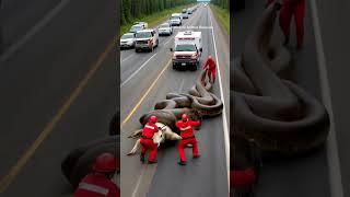 Rescuers save reindeer from giant anaconda