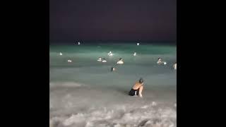 Night swimming on Kite Beach, Dubai