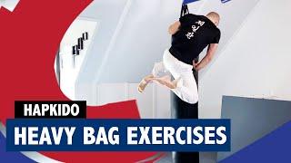 Heavy bag exercises for Hapkido | Push to create distance