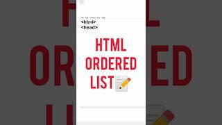 Ordered List in HTML #shorts #html #coding #programming #trending #orderlist