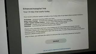 Tesla Model 3 update 8/25/18. EAP Enhanced Autopilot 14 Day Trial Nag Screen Blocks Other Controls