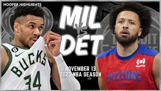 Milwaukee Bucks vs Detroit Pistons Full Game Highlights | Nov 13 | 2025 NBA Season