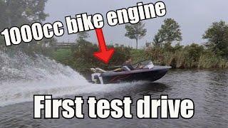 SUPERBIKE ENGINE SPEEDBOAT first test drive