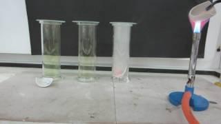 Burning lithium, sodium and potassium in chlorine gas - experiment 3