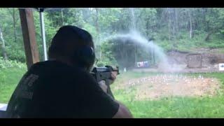 Draco AK-47 Machine Gun incredible muzzle blast deflecting rain