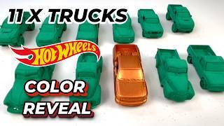 Hot Wheel Color Reveal 10X CUSTOM GREEN TRUCK Reveal + BONUS