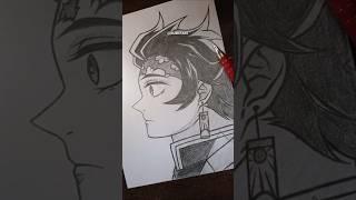 Drawing Tanjiro  Side view  #shorts #drawing #demonslayer