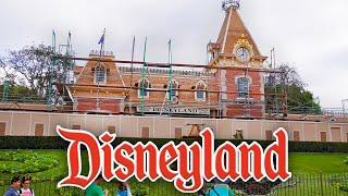 Disneyland Walkthrough - Train Station Construction & Early Morning Walking Tour [4K POV]