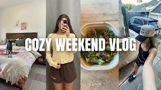 COZY WEEKEND AT HOME: run errands with me!! + skincare changes & Sweetgreen order