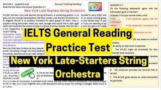 New York Late Starters String Orchestra reading test | ielts general training reading mock test 2025