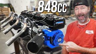 We Built a Custom Inline 4 Cylinder Engine Out of Lawn Mower Engines