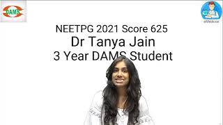 Dr Tanya Jain Shares her journey to NEETPG 2021 Score 625