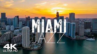 [4K] MIAMI Jazz  3½ Hour Drone Aerial with soothing Piano & Saxophone Jazz | Florida FL USA