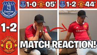 MAN UTD FAN GOES CRAZY REACTING TO RONALDO WINNER VS EVERTON | EVERTON 1-2 MAN UTD MATCH REACTION