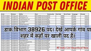 GDS -38926 District & village wise post list out check now