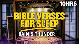 Bible Verses For Sleep Read Quietly Over Heavy Rain | KJV | Black Screen