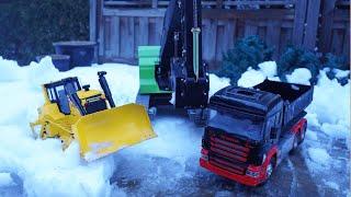 3d Printed Excavator and Dozer removing snow