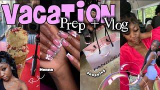 VACATION PREP + VLOG || lashes, hair, nails, henna, haul, cabin trip, etc