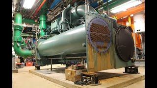 Centrifugal Chiller Maintenance (Punching Condenser Tubes On A Chiller) Industrial Refrigeration