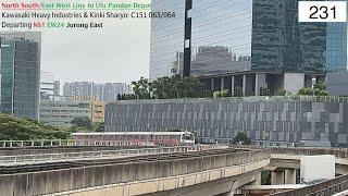 ⁴ᴷ [Replaced by R] SMRT Trains, EWL/NSL NIS Train passing Jurong East - Kawasaki C151 063/064