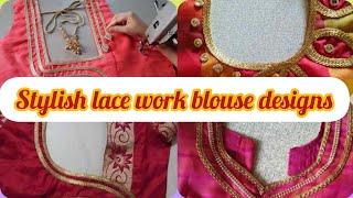 Stylish lace work blouse designs/beautiful lace work blouse collection