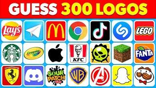 Guess The Logo in 3 Seconds | 300 Famous Logos | Logo Quiz 2024