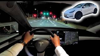 Tesla Model Y Dual Motor Long Range | POV Night Ride | Binaural Audio