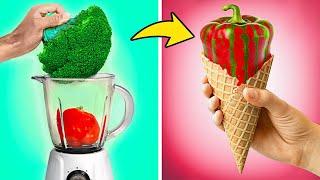 Food Craft! Ice Cream Experiments Pumpkin Tomatoes and Bell Pepper🫑 Surprise!