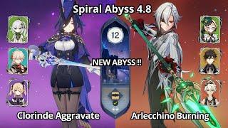 NEW ABYSS ! C0 Clorinde Aggravate & C0 Arlecchino Burning - Spiral Abyss 4.8 Floor 12 Genshin Impact