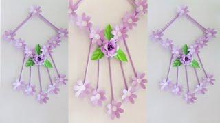 PAPER FLOWER WALL HANGING, EASY WALL DECORATION IDEAS, PAPER CRAFT, DIY WALL DECOR