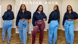 FASHION NOVA JEANS TRY ON HAUL | NON STRETCH WIDE & STRAIGHT LEG JEANS | SIZE 11 & 13