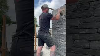 Setting a corner stone #stonemasonry #stonemasonry #diyprojects #masonry #diystone #stonemason