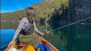 Canoe Camping and Fishing on a Half Frozen Lake