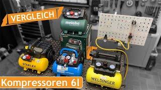 Stanley, WELDINGER, Güde, Metabo: wo liegen die Unterschiede? | 6l Kompaktkompressoren im Vergleich